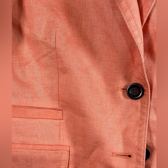 J Crew Size 4 Coral 100% Linen Woman’s Blazer Sport Coat Chic Lightweight Pastel - Picture 3 of 10